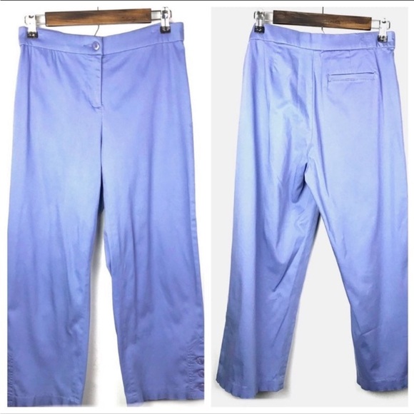 Coldwater Creek Women’s Size 4 Flat Front Cropped Blue Button Ankle Capri Pant - Picture 1 of 8
